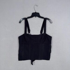 Ecote Camisole Top Womens XL Black Textured Tie Back Strappy Boho Festival